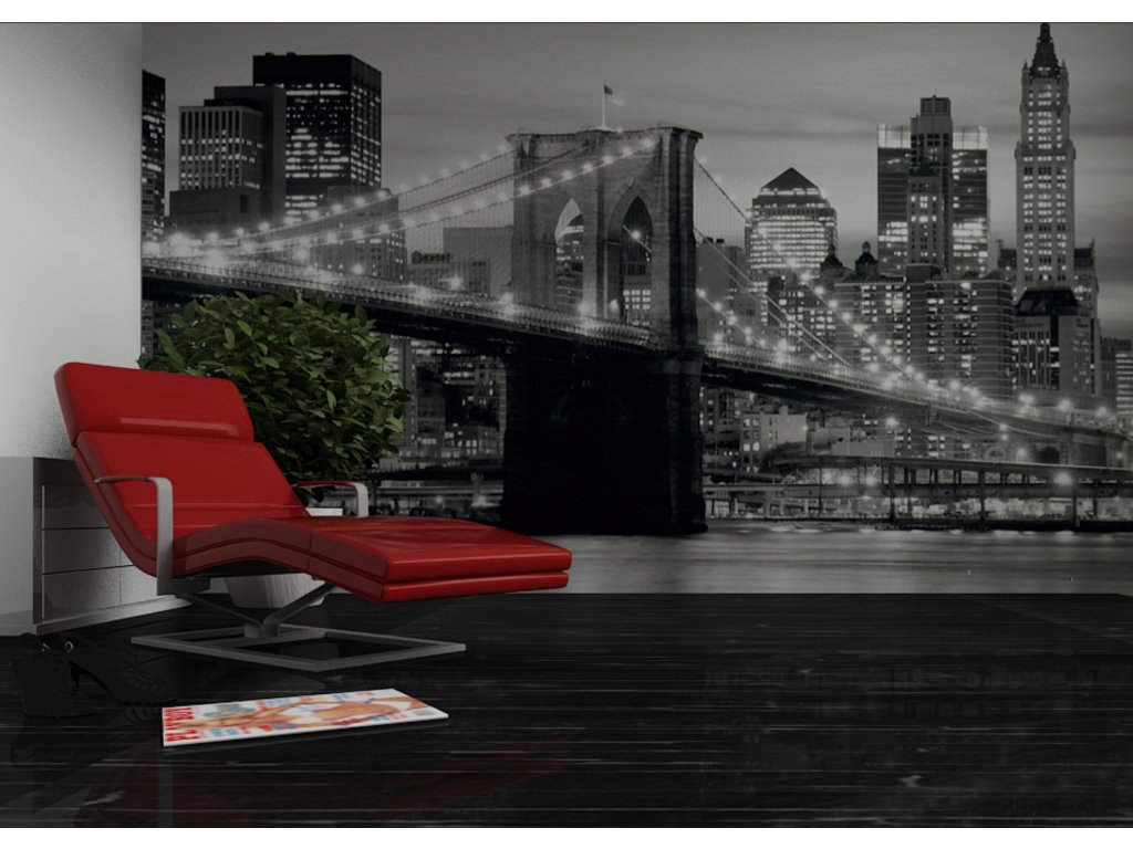 Fototapeta AG Design FTS 0199 Brooklynský most černobílý 360 x 254 cm