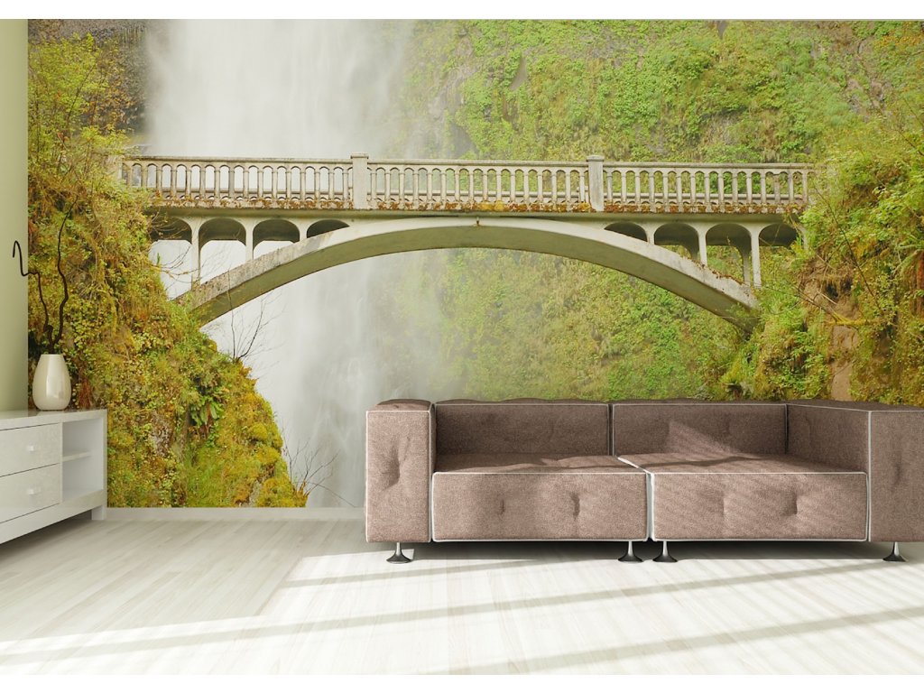 Fototapeta vliesová Most u vodopádu 360 x 270 cm