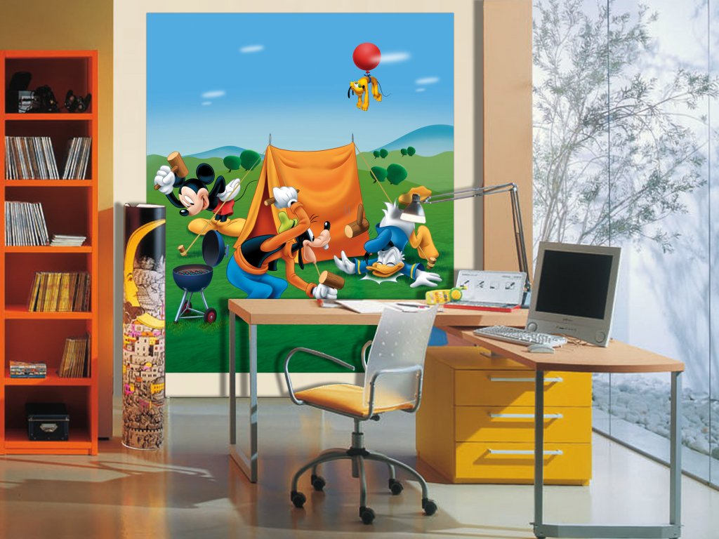 Dětská vliesová fototapeta AG Design FTDN XL 5107 Disney Mickey piknik 180 x 202 cm