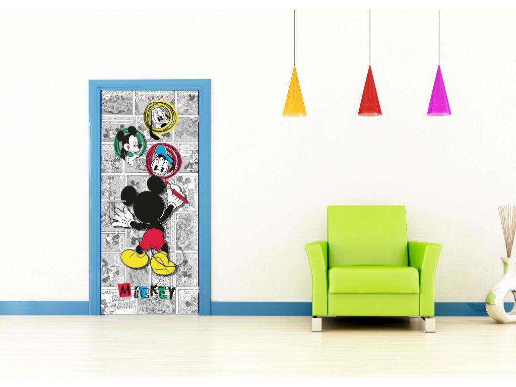Dětská vliesová fototapeta AG Design FTDN V 5462 Disney Mickey kreslí 90 x 202 cm