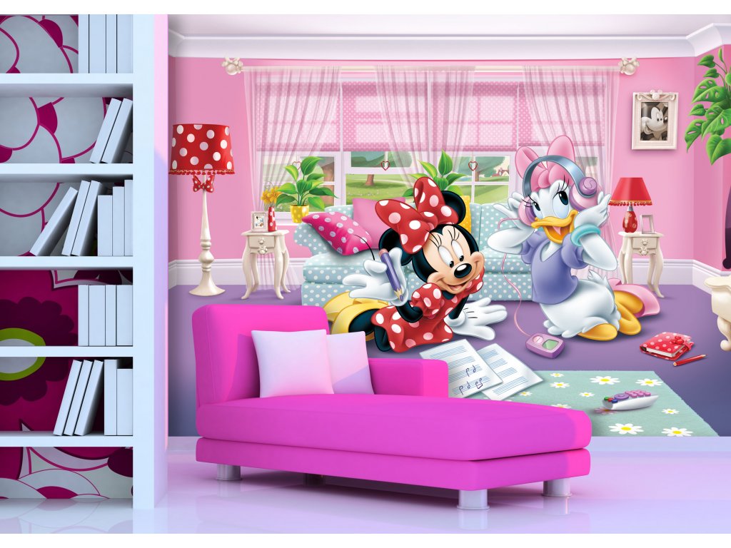 Dětská vliesová fototapeta AG Design FTDN5035 Disney Minnie a Daisy 360 x 270 cm