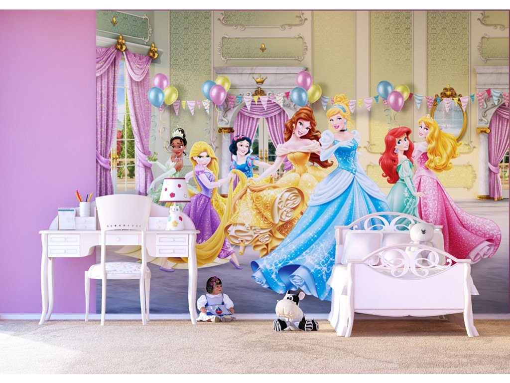 Dětská vliesová fototapeta AG Design FTDN5033 Disney Princezny slaví 360 x 270 cm