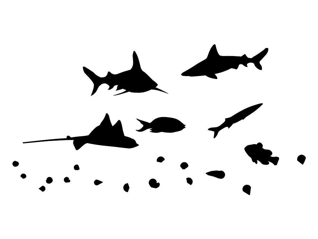 Samolepka na zeď Aquarium s žraloky