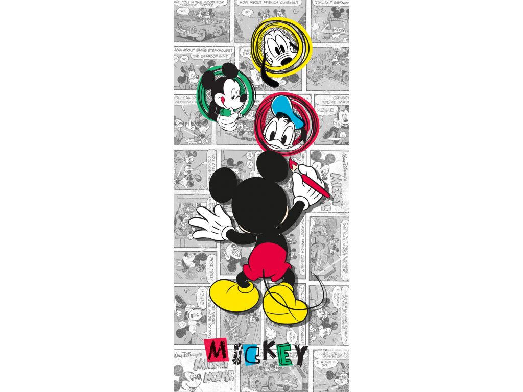 Dětská vliesová fototapeta AG Design FTDN V 5462 Disney Mickey kreslí 90 x 202 cm