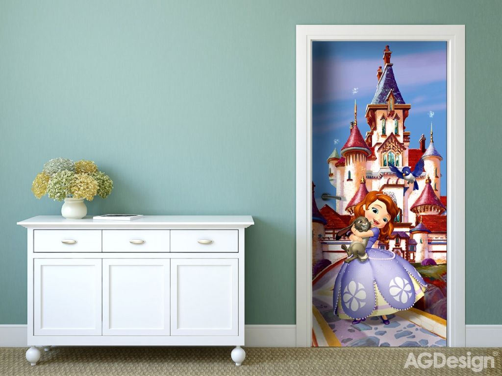Dětská vliesová fototapeta AG Design FTDN V 5464 Disney Sofie u zámku 90 x 202 cm