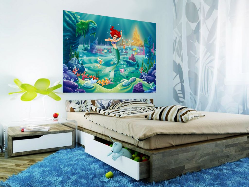 Dětská vliesová fototapeta AG Design FTDN M 5207 Disney malá mořská víla Ariel 160 x 110 cm
