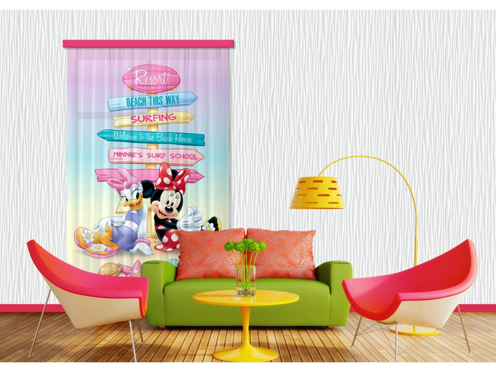 Dětský foto závěs AG Design FCP L 6107 Disney Daisy a Minnie 140 x 245 cm, úplné zastínění