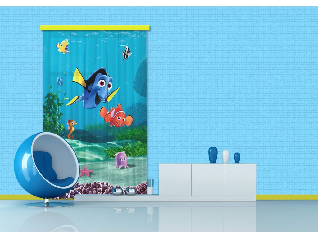 Dětský foto závěs AG Design FCP L 6108 Disney Nemo 140 x 245 cm, úplné zastínění