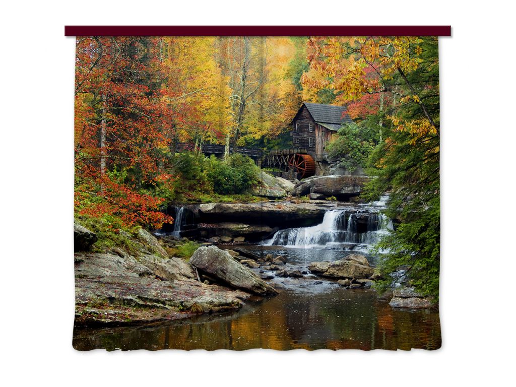 Foto závěs Vodní mlýn na podzim 280 x 245 cm, úplné zastínění