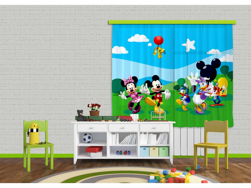 Dětský foto závěs AG Design FCS XL 4307 Disney Mickey Mouse 180 x 160 cm, lehké zastínění
