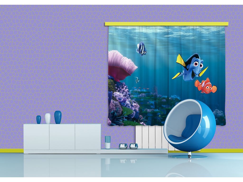 Dětský foto závěs AG Design FCS XL 4323 Disney Nemo 180 x 160 cm, lehké zastínění
