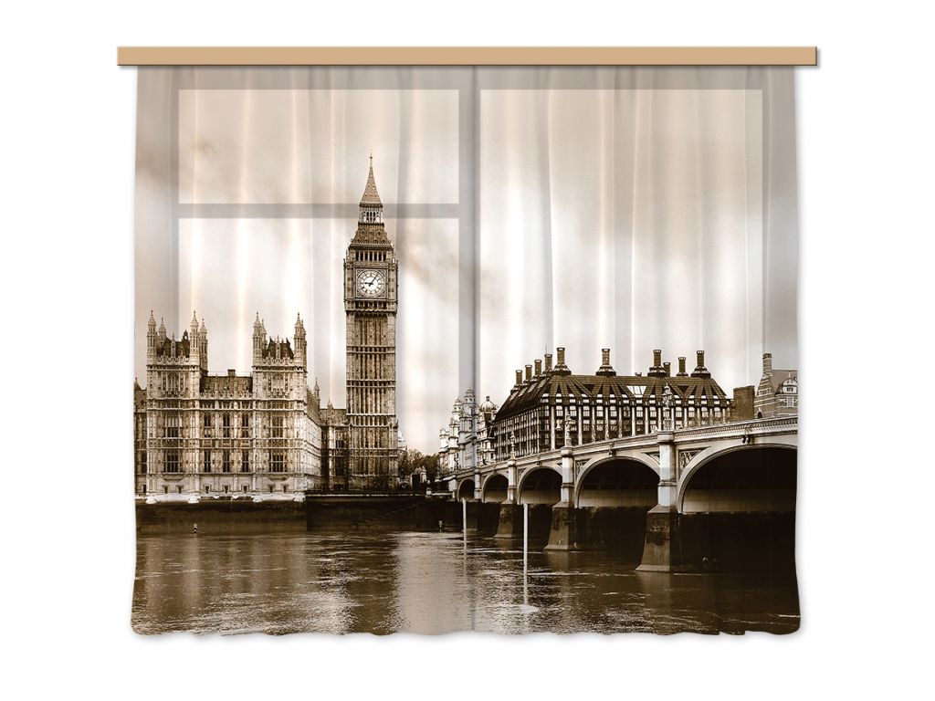 Foto závěs Londýn 280 x 245 cm, lehké zastínění