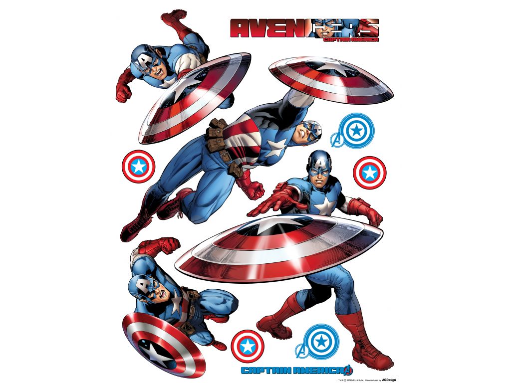 Dětské samolepky na zeď  AG Design DK 1796 Avengers - Captain America 65 x 85 cm