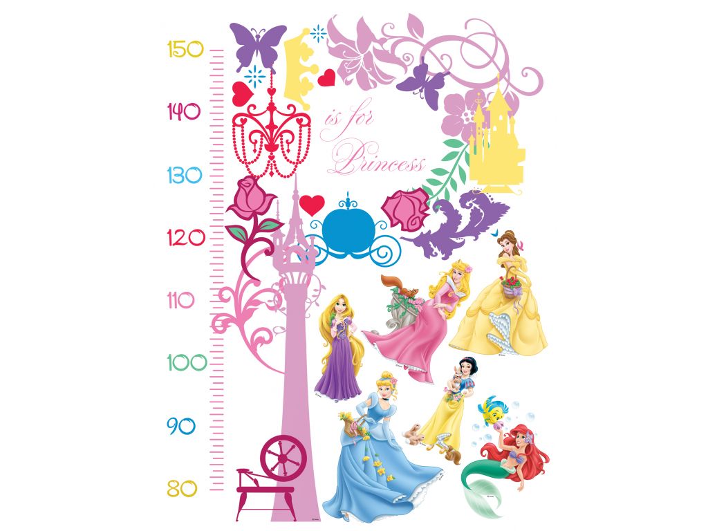 Dětské samolepky na zeď AG Design DK 893 Disney Princezny měřítko vzrůstu 65 x 85 cm