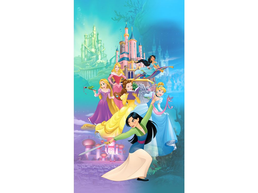 Dětský foto závěs AG Design FCP L 6160 Disney Princezny 140 x 245 cm, úplné zastínění
