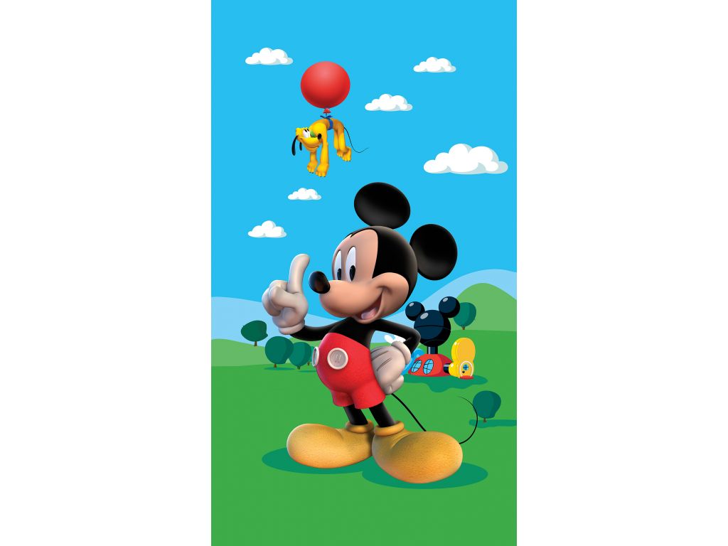 Dětský foto závěs AG Design FCP L 6141 Disney Mickey Mouse 140 x 245 cm, úplné zastínění