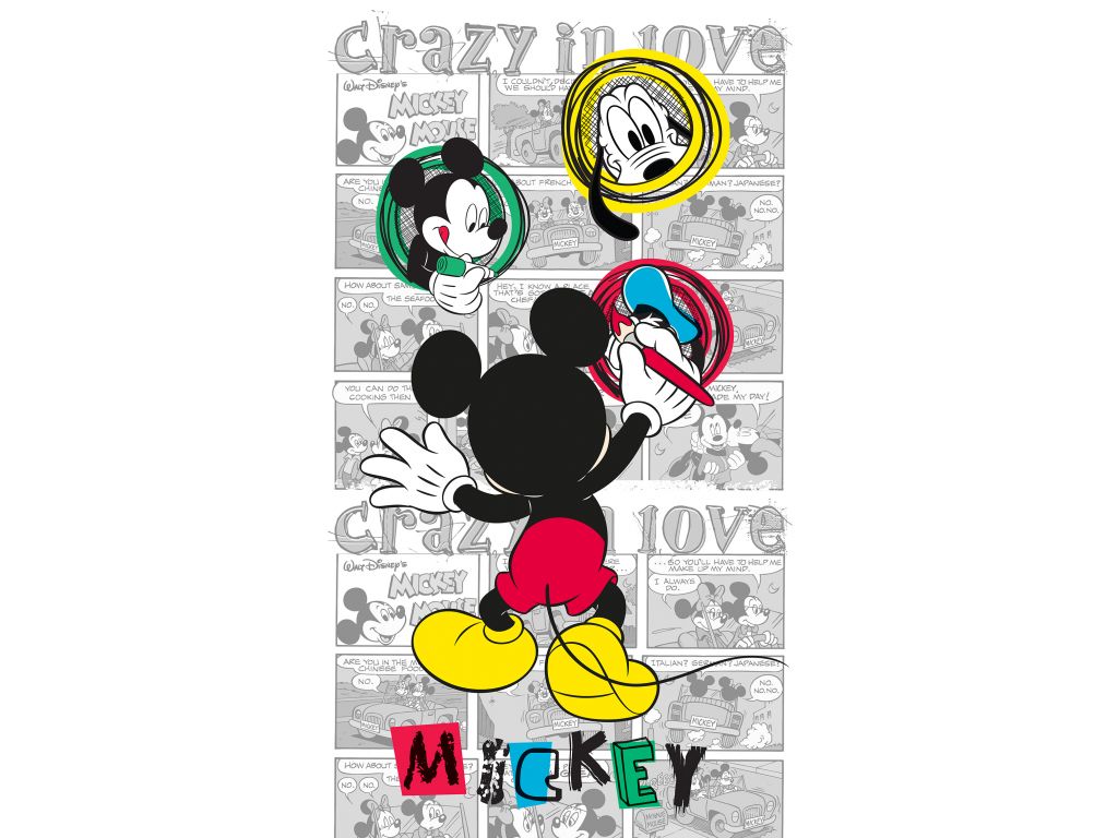 Dětský foto závěs AG Design FCS L 7142 Disney Mickey Mouse 140 x 245 cm, lehké zastínění