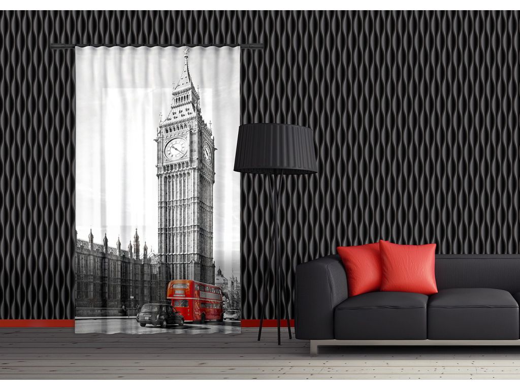 Foto závěs Londýn 140 x 245 cm, lehké zastínění