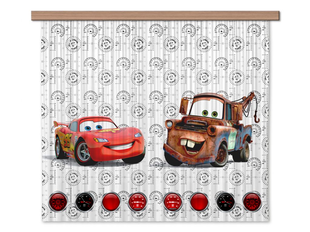 Dětské foto závěsy AG Design FCS XL 4368 Disney Cars 180 x 160 cm, lehké zastínění