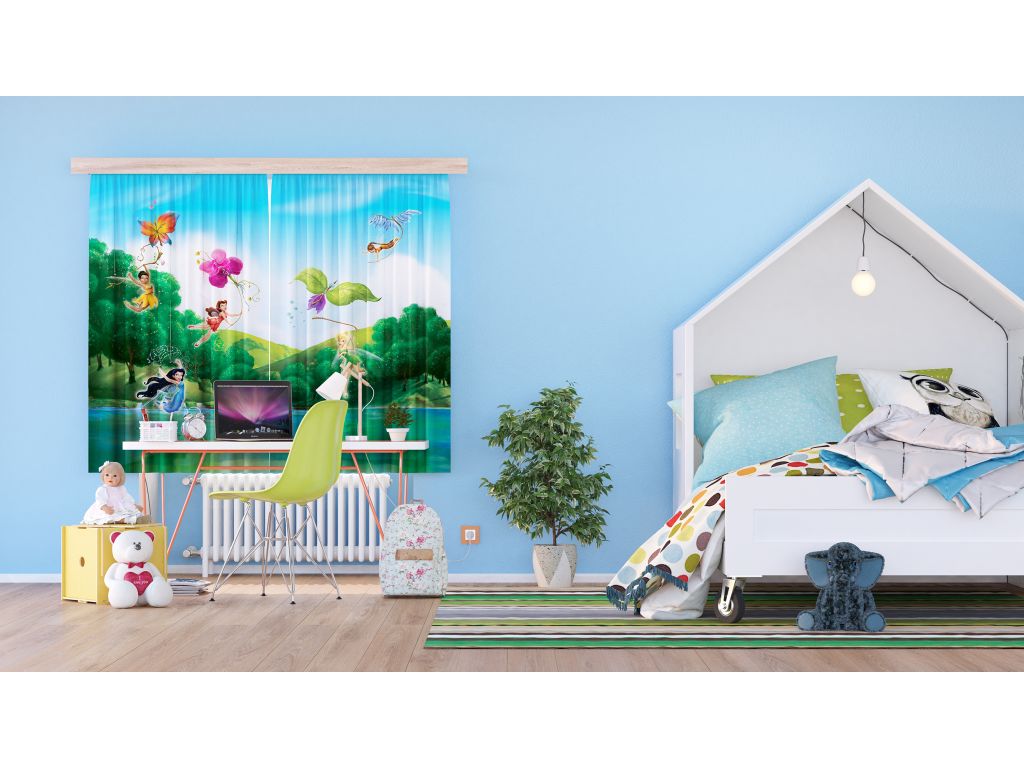 Dětský foto závěs AG Design FCS XL 4317 Disney Víly 180 x 160 cm, lehké zastínění