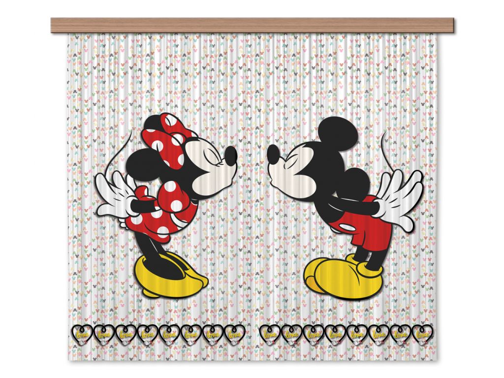 Dětské foto závěsy AG Design FCS XL 4371 Disney Mickey Mouse 180 x 160 cm, lehké zastínění