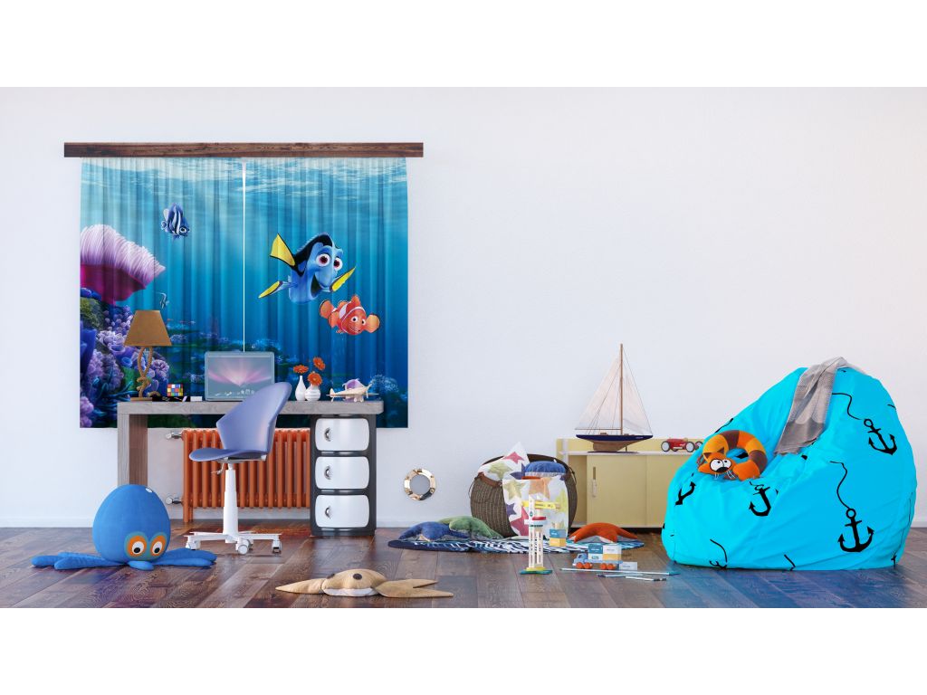 Dětský foto závěs AG Design FCS XL 4323 Disney Nemo 180 x 160 cm, lehké zastínění