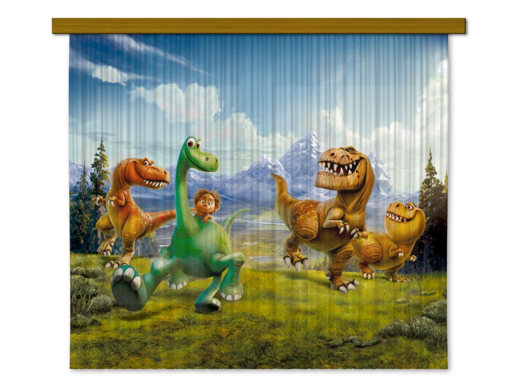 Dětský foto závěs AG Design FCS XL 4324 Dinosaurus 180 x 160 cm, lehké zastínění