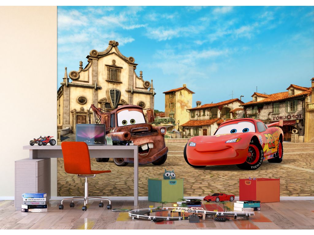 Dětská vliesová fototapeta AG Design FTDN5007 Disney Cars Itálie 360 x 270 cm
