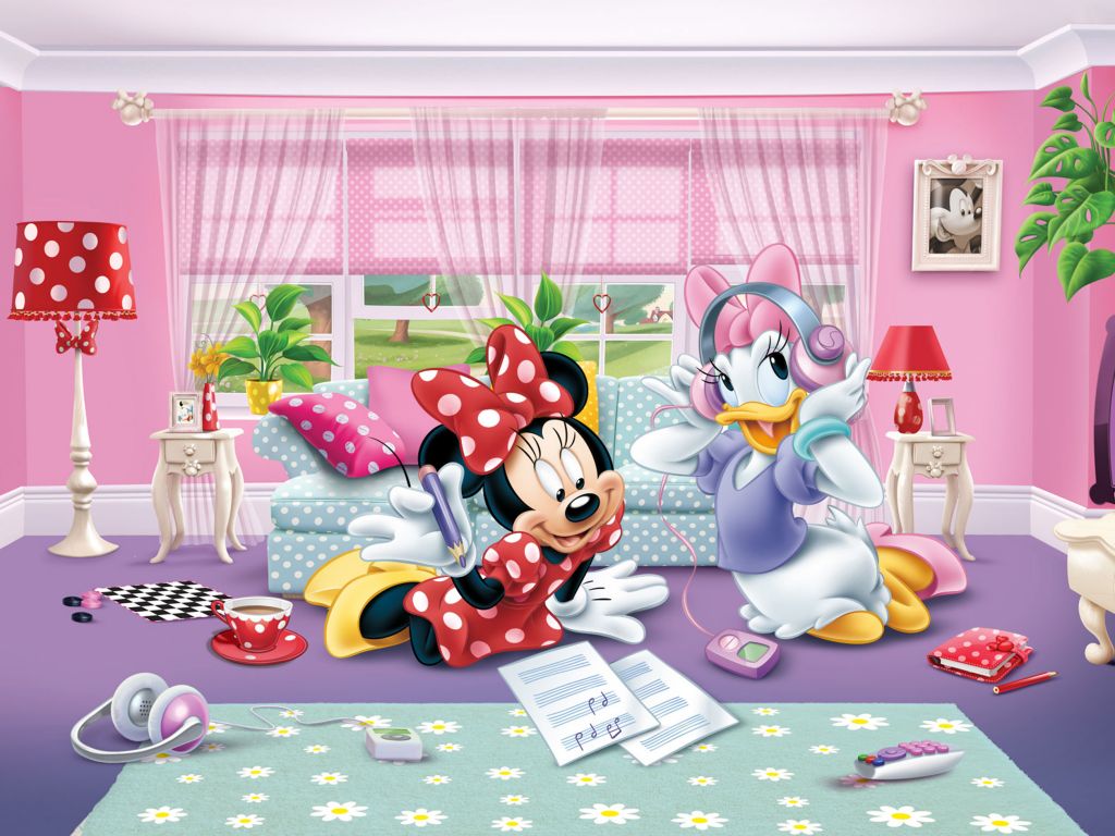Dětská vliesová fototapeta AG Design FTDN5035 Disney Minnie a Daisy 360 x 270 cm