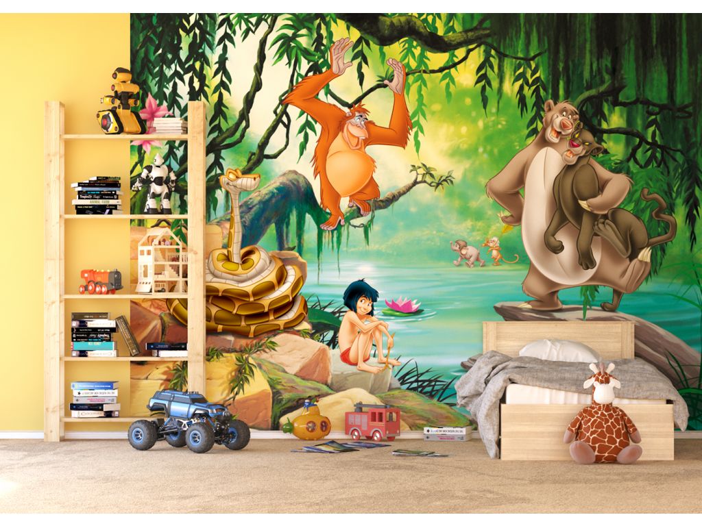 Dětská vliesová fototapeta AG Design FTDNXXL 5045 Disney Kniha Džunglí 360 x 270 cm