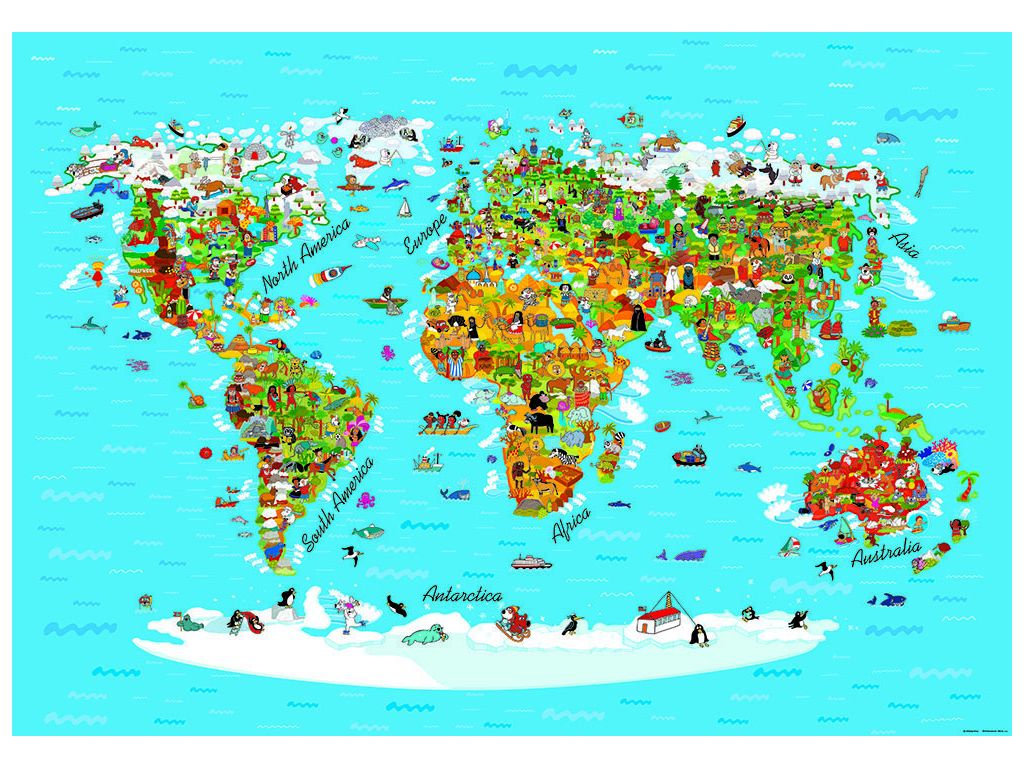 Vliesová fototapeta AG Design FTNS 2441 Mapa světa 360 x 270 cm