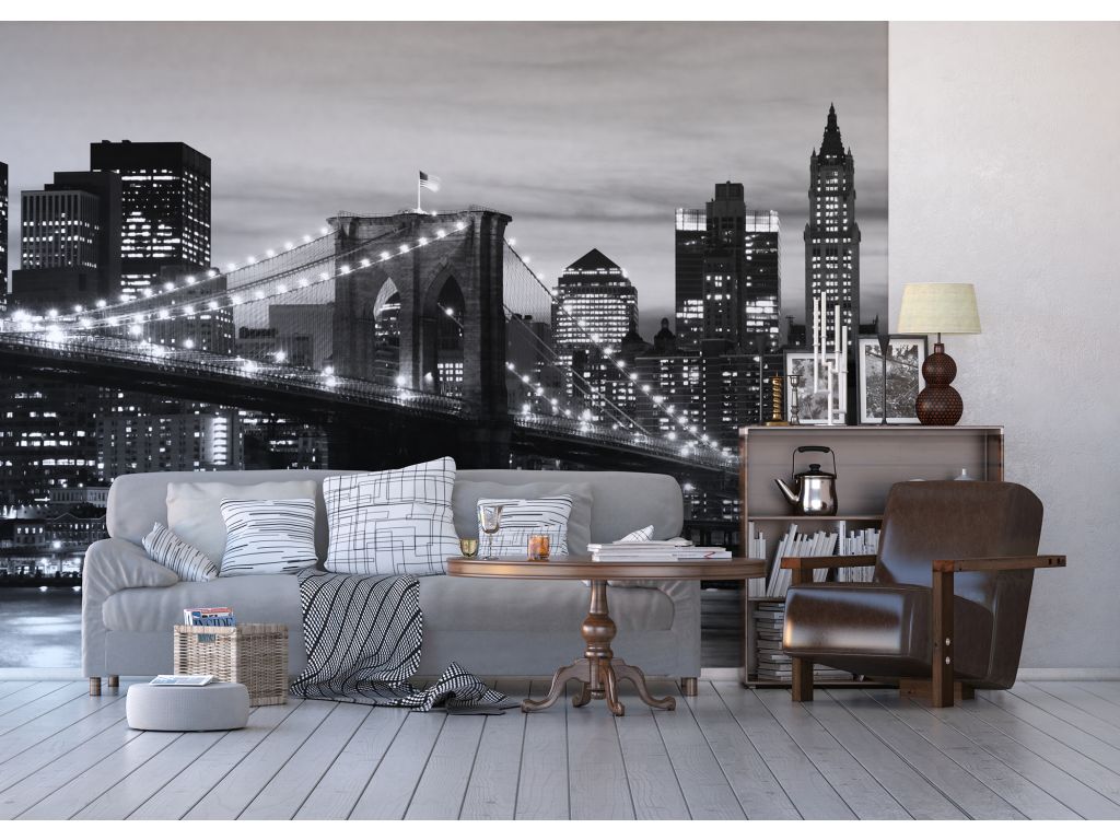 Fototapeta AG Design FTS 0199 Brooklynský most černobílý 360 x 254 cm