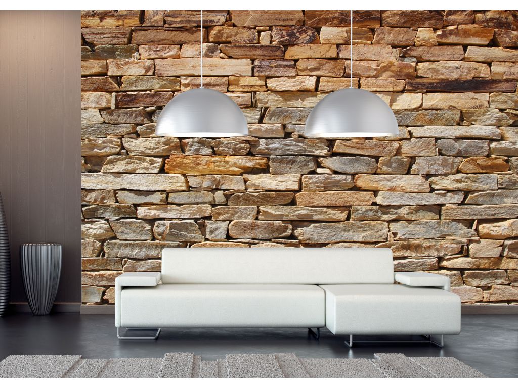 Vliesová fototapeta AG Design FTNS 2481 Hnědá kamenná zeď 360 x 270 cm