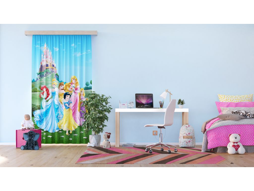 Dětský foto závěs AG Design FCPL 6166 Disney Princezny, 140 x 245 cm, úplné zastínění