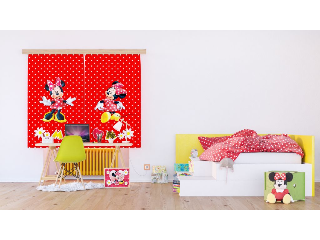 Dětské foto závěsy AG Design FCSXL 4377 Disney Minnie, rozměr 180 x 160 cm, lehké zastínění