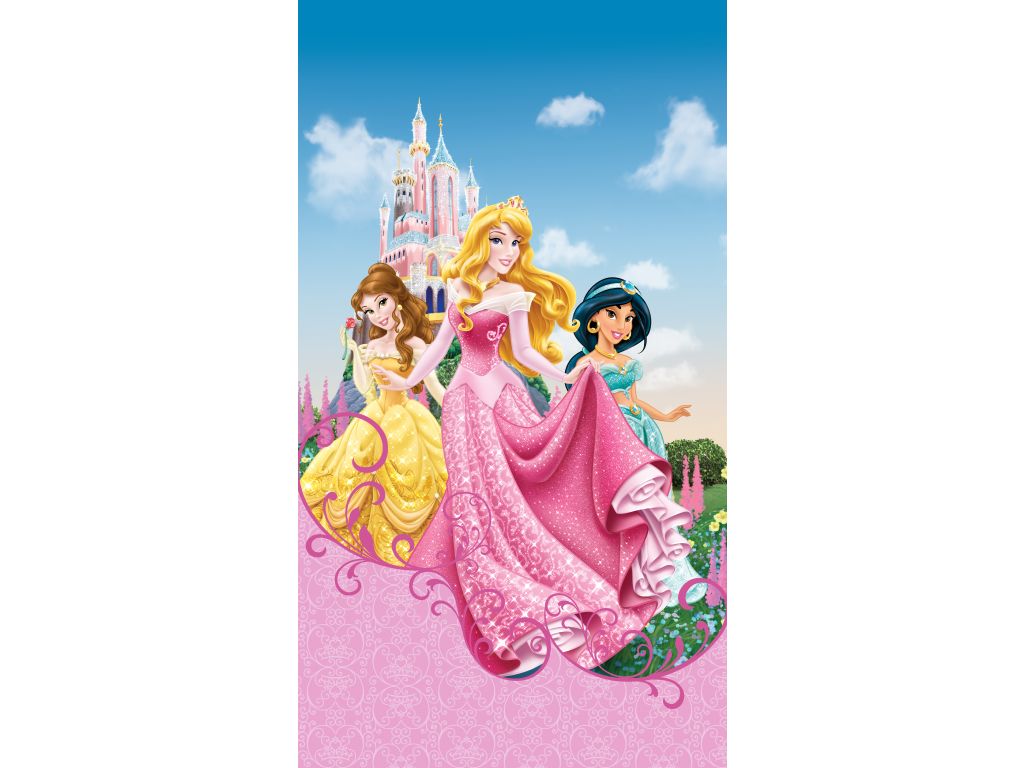 Dětské foto závěsy AG Design FCSXL 4384 Disney Princezny, rozměr 180 x 160 cm, lehké zastínění