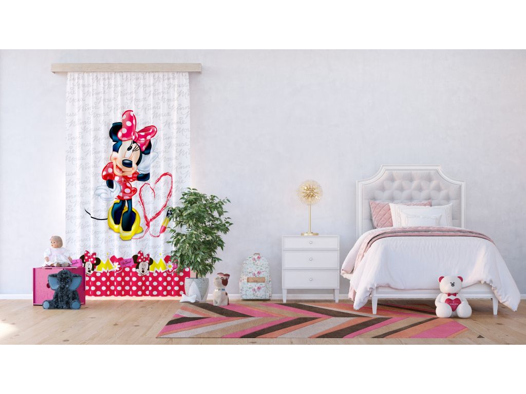 Dětský foto závěs AG Design FCSL 7162 Disney Minnie 140 x 245 cm, lehké zastínění
