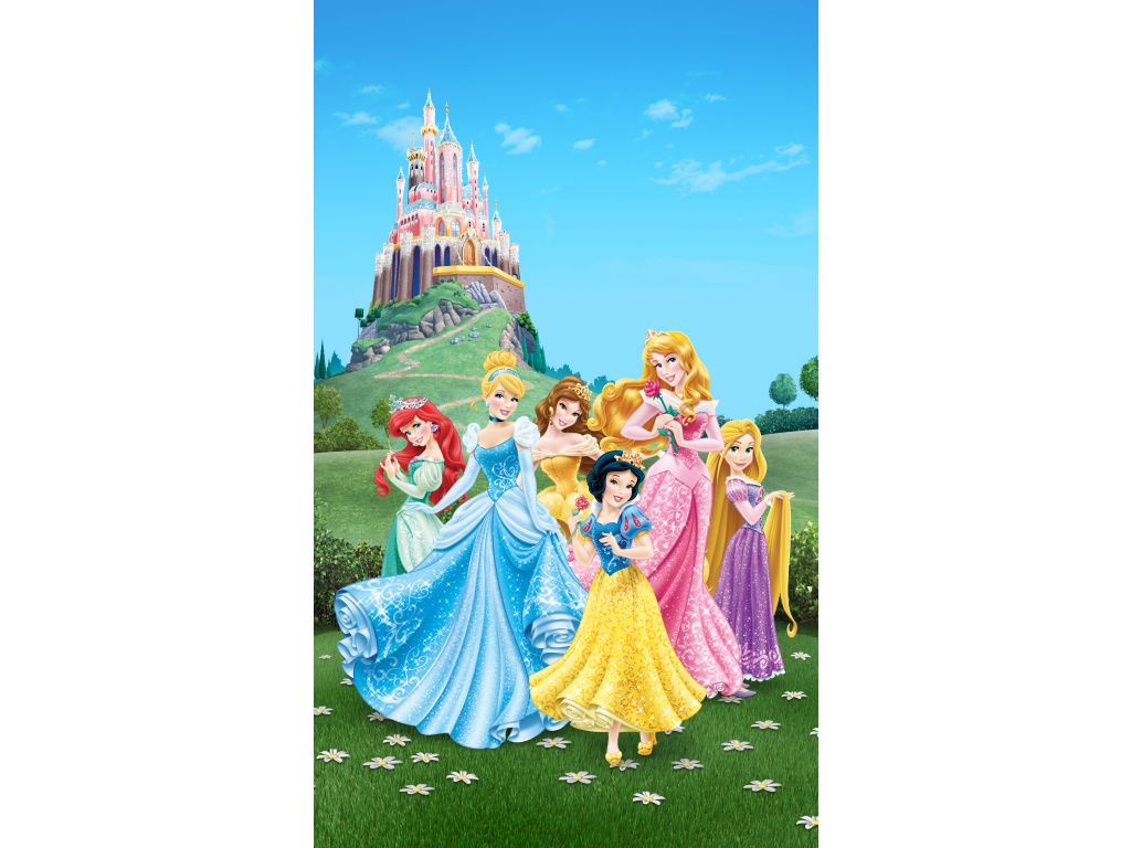 Dětský foto závěs AG Design FCSL 7166 Disney Princezny, 140 x 245 cm, lehké zastínění