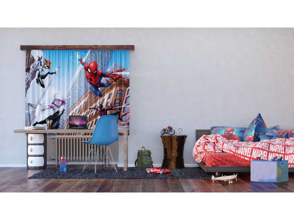 Dětský foto závěs AG Design FCS XL 4394 Spiderman 180 x 160 cm, lehké zastínění