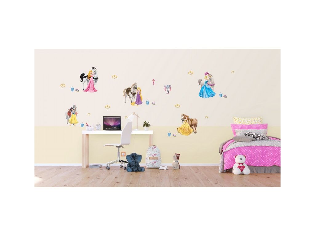 Dětské samolepky na zeď AG Design DK 1773 Disney Princezny a koně 65 x 85 cm