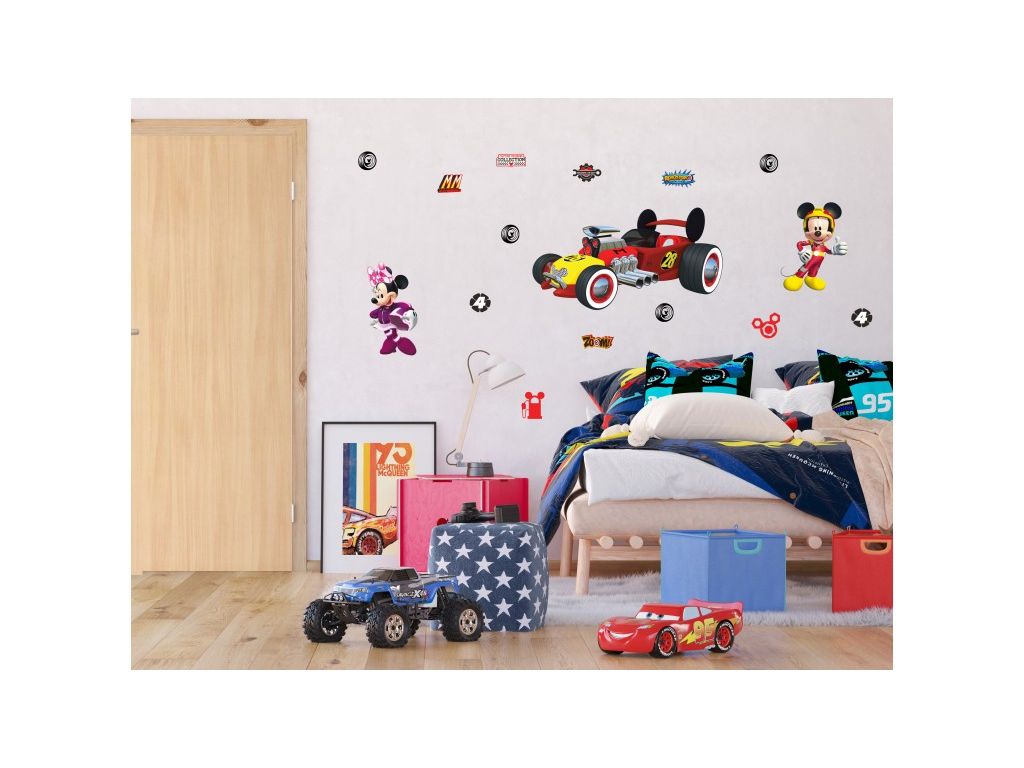 Dětské samolepky na zeď AG Design DK 2307 Disney Mickey a auto 65 x 85 cm