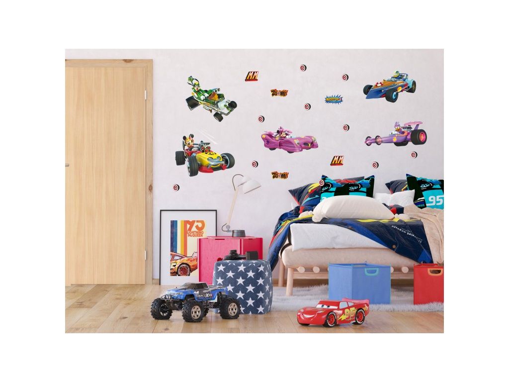 Dětské samolepky na zeď AG Design DK 2308 Disney Mickey a auto 65 x 85 cm