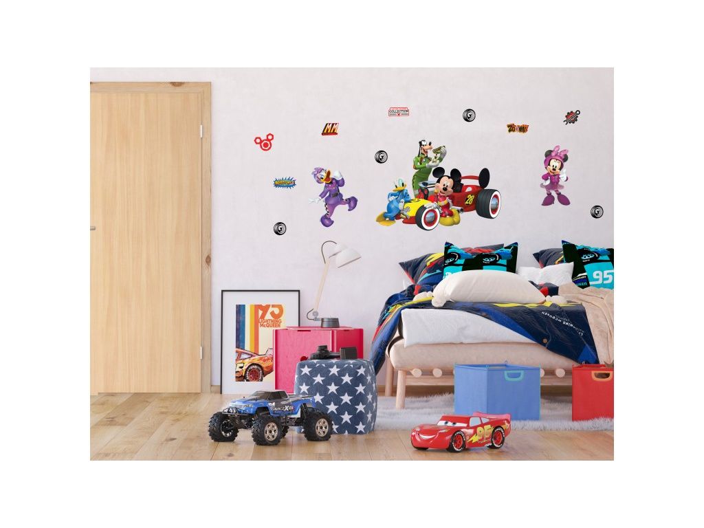 Dětské samolepky na zeď AG Design DK 2309 Disney Mickey a auto 65 x 85 cm